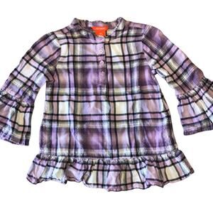 Joe Fresh Purple Plaid Ruffle Accent Top
